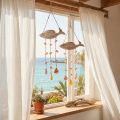 Mobile Maritime Wooden Fish Shells Natural White L20cm 2pcs | Floristik24.ie