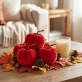 Decorative Apples, Fabric, Autumn Decoration, Velvet, Red, Ø5cm, H6cm, 12 Pieces | Floristik24.ie