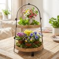 Wooden and metal tiered serving stand, natural black, 2-tiered, Ø25.5cm, H38cm | Floristik24.ie