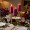 Solid colored taper candles, Berry color, 22 x 240 mm, 12 pieces | Floristik24.ie