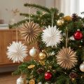 Paper Stars White Brown 16cm Christmas Decoration Set of 6 | Floristik24.ie