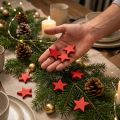 Scatter decoration Christmas stars red wooden stars Ø4cm 24 pcs | Floristik24.ie