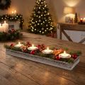 Candle holder white candle tray metal wood 60x15x5cm | Floristik24.ie