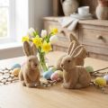Decorative Sitting Easter Rabbits Brown – 2nd Choice – Flocked H15cm 4 pcs | Floristik24.ie