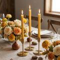 Solid colored taper candles, honey color, 22×240mm, 12 pieces | Floristik24.ie