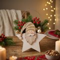 Wooden star gnome gold white table decoration 15.5×6×16.5cm | Floristik24.ie
