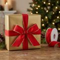 Silk ribbon red with gold edge 25mm 25m | Floristik24.ie