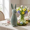 Decorative Easter Bunny, Flocked, Grey-Green, H47cm | Floristik24.ie