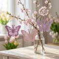 Deco butterflies deco hanger purple/pink/pink 12cm 12pcs | Floristik24.ie