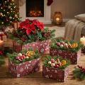 Vintage Christmas flower box, wooden planter, red, 24-40cm, set of 4 | Floristik24.ie