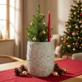 Planter ceramic green white gray pine branches Ø12cm H17.5cm | Floristik24.ie