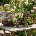 Vine plant heart, decorative heart made of wood and wire, DIY gift idea, garden table decoration, wall decoration, heart shape, set of 3 pieces, 30x20x6cm | Floristik24.ie