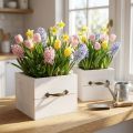 Planter wooden drawer white 15x15/12x12cm set of 2 | Floristik24.ie