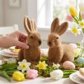 Decorative Bunny Flocked Brown Easter Bunny Decoration 15cm 4 Pcs | Floristik24.ie