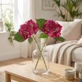 Artificial Hydrangea Pink Branch Flower Leaves 43cm 2pcs | Floristik24.ie