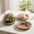 Wooden plates with flowers and butterflies, natural pink, Ø15cm, 3 pieces | Floristik24.ie