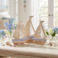 Sailboat Centrepiece and Shelf decor Natural Wood Light Blue 25.5×16.5cm 3 pcs | Floristik24.ie