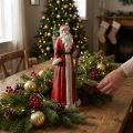 Santa Claus figure with basket red white green gold H36cm | Floristik24.ie