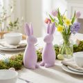 Decorative flocked Easter bunnies – 2nd choice – light purple 8×10×29cm 2 pieces | Floristik24.ie