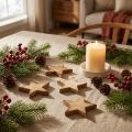 Scatter Decoration Christmas Stars Flamed Wooden Stars 5.5cm 12 Pcs | Floristik24.ie