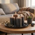Solid coloured candles anthracite pillar candles 60×80mm 4pcs | Floristik24.ie