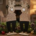 Reindeer wooden decorative figure standee Christmas 12×6.5cm H45cm 2pcs | Floristik24.ie