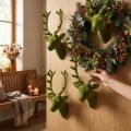Decorative deer head flocked moss green 10cm x 20cm 3 pcs | Floristik24.ie