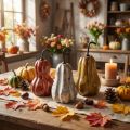 Wooden pear pear wooden decoration autumn red yellow white 12×6cm 3 pieces | Floristik24.ie