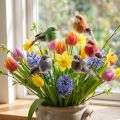 Decorative birds, artificial home decor, spring occasion, with colorful plumage made of real feathers, 5cm, 18 pieces | Floristik24.ie