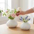 Flower vase ceramic onion shape white Ø13cm H13.5cm 2pcs | Floristik24.ie