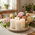 Solid-colored candles white 60x80mm 4 pcs | Floristik24.ie