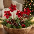 Wooden flower stakes, red, decorative, 9-12cm, 45cm, 15 pieces. | Floristik24.ie