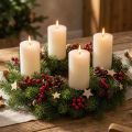 Set of 4 rustic pillar candles, off-white, 70x110 mm, dyed throughout, self-extinguishing - Ideal for Advent &amp; festive decoration | Floristik24.ie