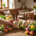 Decorative rabbit made of wood and metal with a humorous design, a friendly eye-catcher, 19cm, 2 pieces | Floristik24.ie