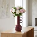 Modern, artistic vase with a long neck and round handles for stylish interiors, 24cm | Floristik24.ie