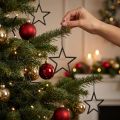 Glittering Hanging Star Decorations, Black, Christmas, Ø7.5cm, Set of 40 for Festive Decoration | Floristik24.ie