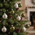 Tree balls mini Christmas balls glass green silver 4 cm 24 pcs | Floristik24.ie