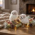 Winter decoration, decorative owl figurines for standing, white, 15cm, 2 pieces | Floristik24.ie