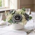 Foam Rose Ø7.5cm Grey 18 pcs | Floristik24.ie