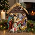 Christmas crib with figures Nativity scene Christmas 15.5×7×20cm | Floristik24.ie