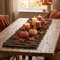Wooden table runner with decorative branches, natural brown, 89 x 20.5 cm | Floristik24.ie