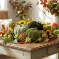 Autumn decoration pumpkin, light green, green, dark green, Ø13cm, 3 pieces | Floristik24.ie