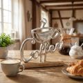 Metal decoration coffee silver wooden base natural 17.5x5x18cm | Floristik24.ie
