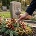 Artificial stone deco poppy antique deco brown Ø11cm 30cm | Floristik24.ie