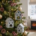 Christmas Decoration Metal House Shabby Chic H9.5cm 3 pcs | Floristik24.ie
