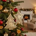 Metal pendants fir and star, Christmas tree decorations, Christmas decoration golden, antique look H15.5 / 17cm 4pcs | Floristik24.ie