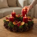 Pine cone wreath round flat Ø30cm | Floristik24.ie