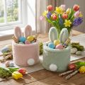 Plushy Easter Basket Pastel coloured Bunnies Small basket for gifts and living room decor 18cm 2pcs | Floristik24.ie