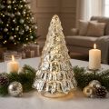 Mini Christmas tree with LED lights, silver and gold, 28cm | Floristik24.ie