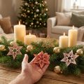 Wooden stars Christmas decoration wooden stars orange 8cm 16 pcs | Floristik24.ie